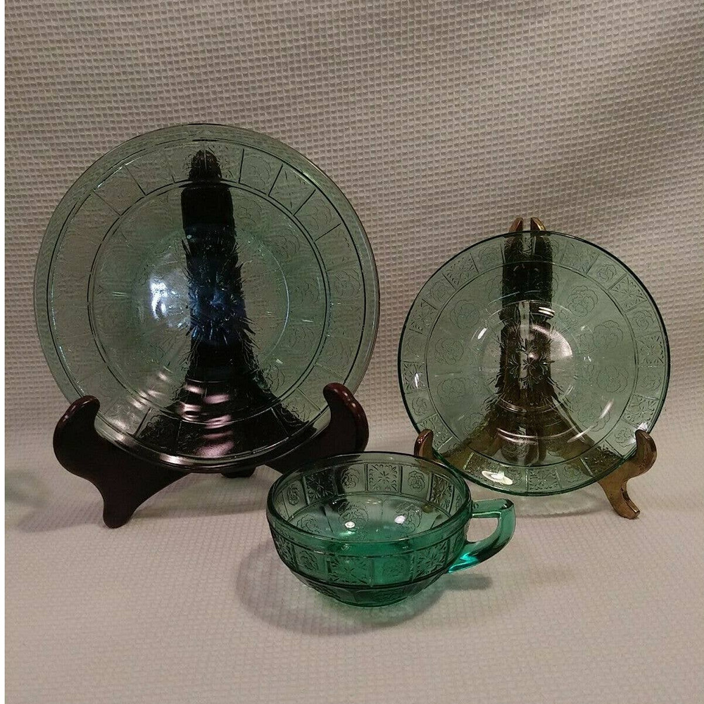 Doric n Pansy depression glass Pretty Polly Dishes - Picture 3 of 9